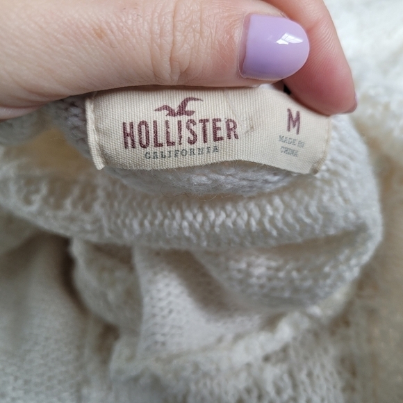 HOLLISTER Abercrombie Cream Knit Fringe Cardigan wrap | Medium - Picture 3 of 5